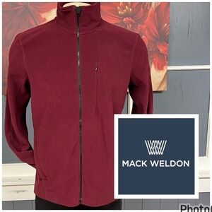 Mack Weldon Fleece Lightweight Jacket Full Zip Cotton Stretch Mens M Burgundy